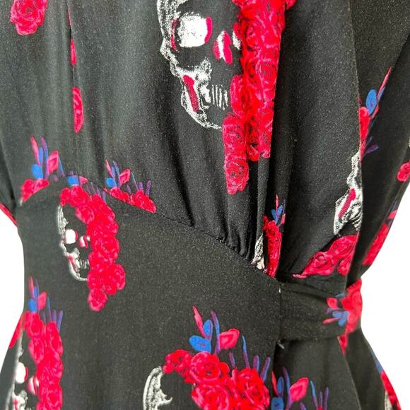 ROYAL BONES By Daang Goodman Floral Skull Dress in Red & Black Women's Medium - Picture 5 of 13